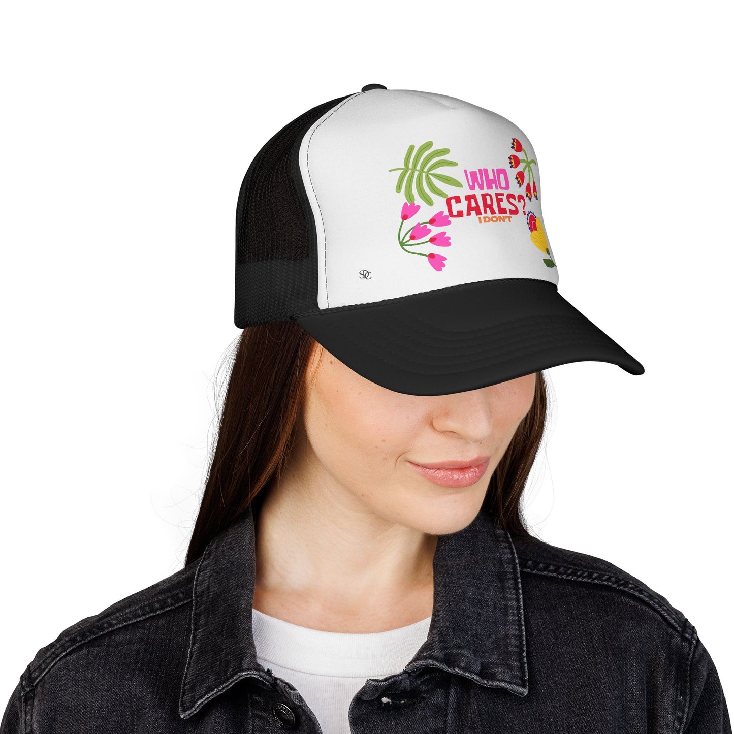 Funny Trucker Hat - "Who Cares"