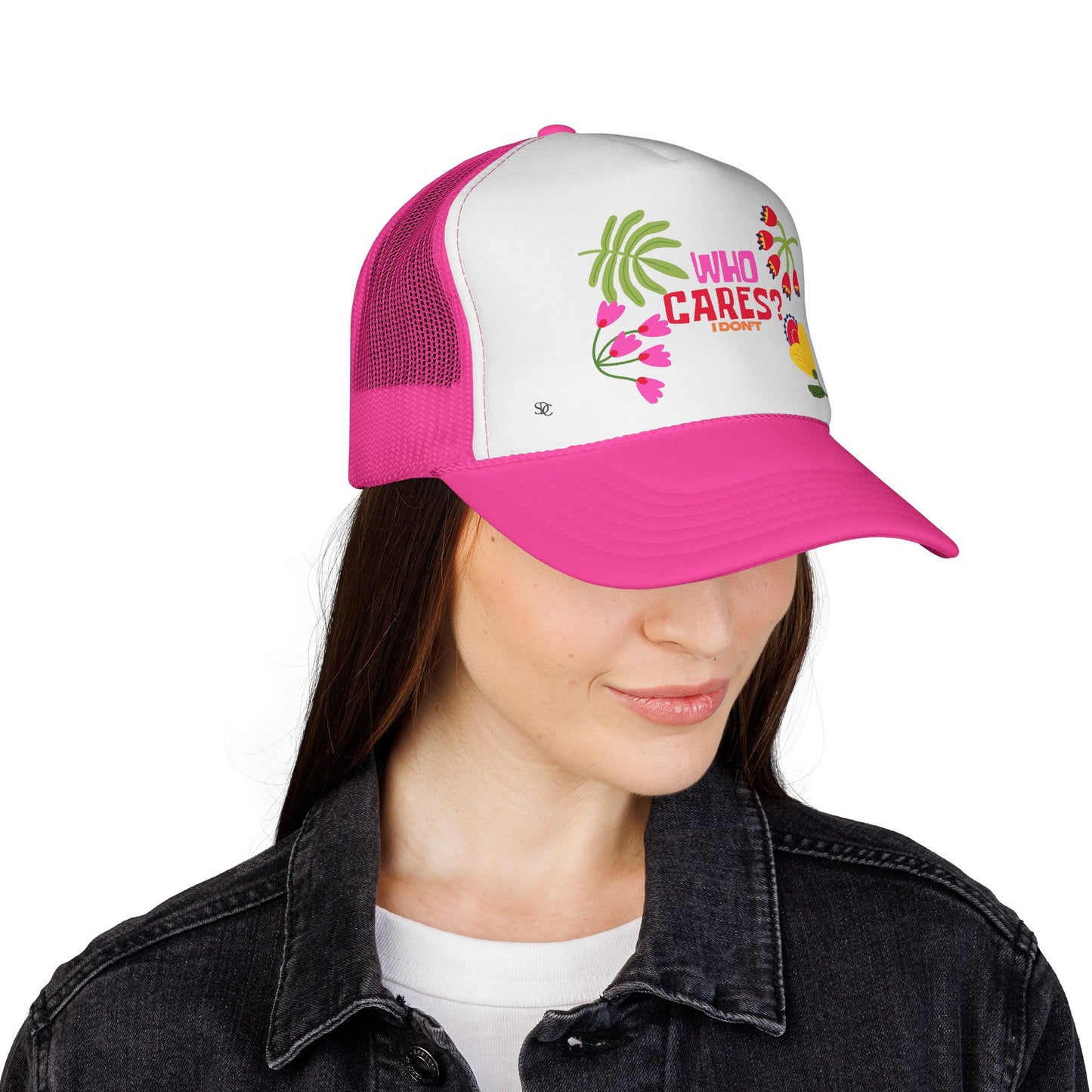 Funny Trucker Hat - "Who Cares"