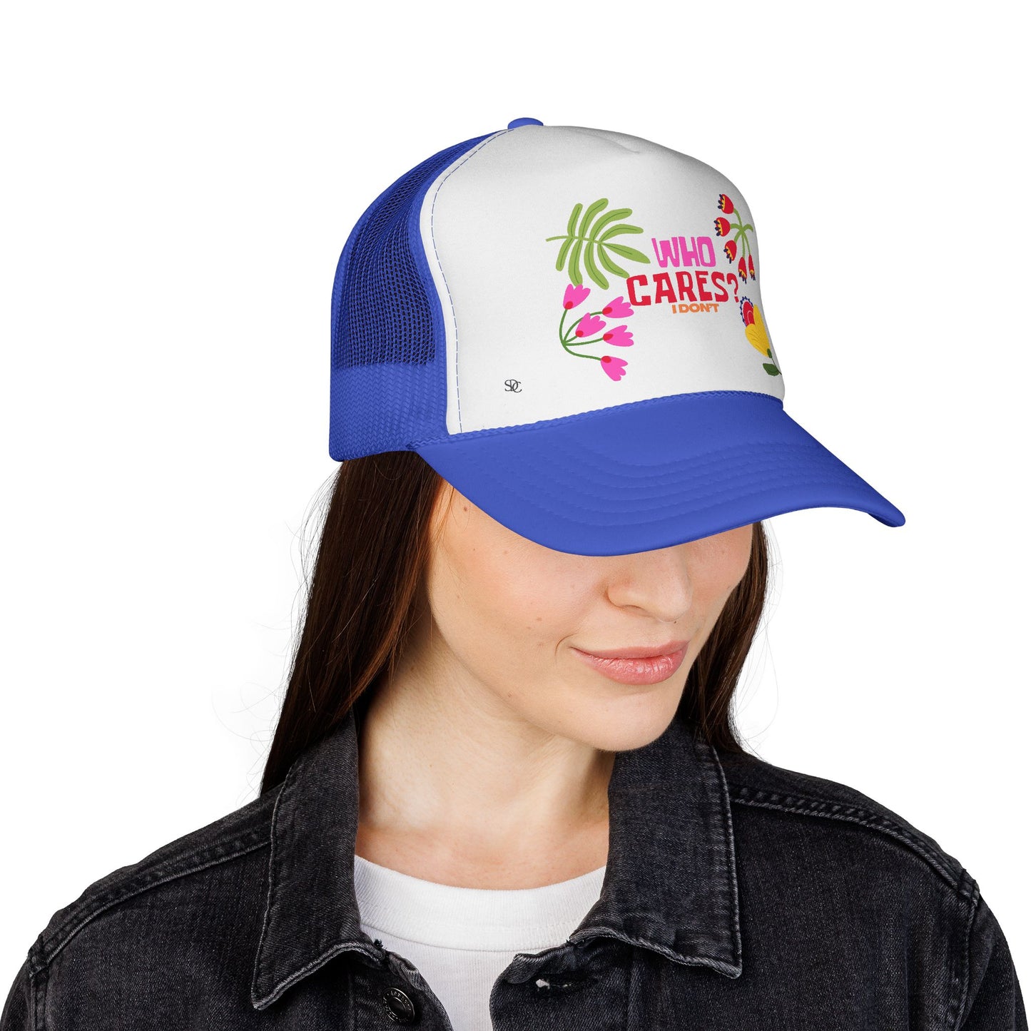 Funny Trucker Hat - "Who Cares"