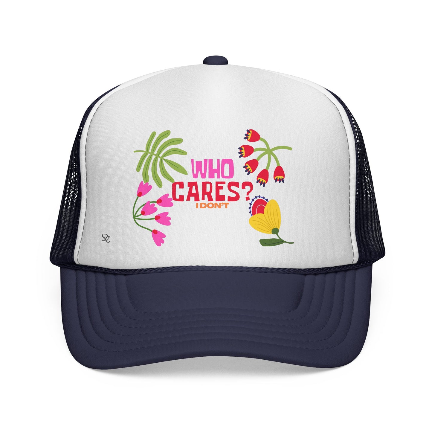 Funny Trucker Hat - "Who Cares"