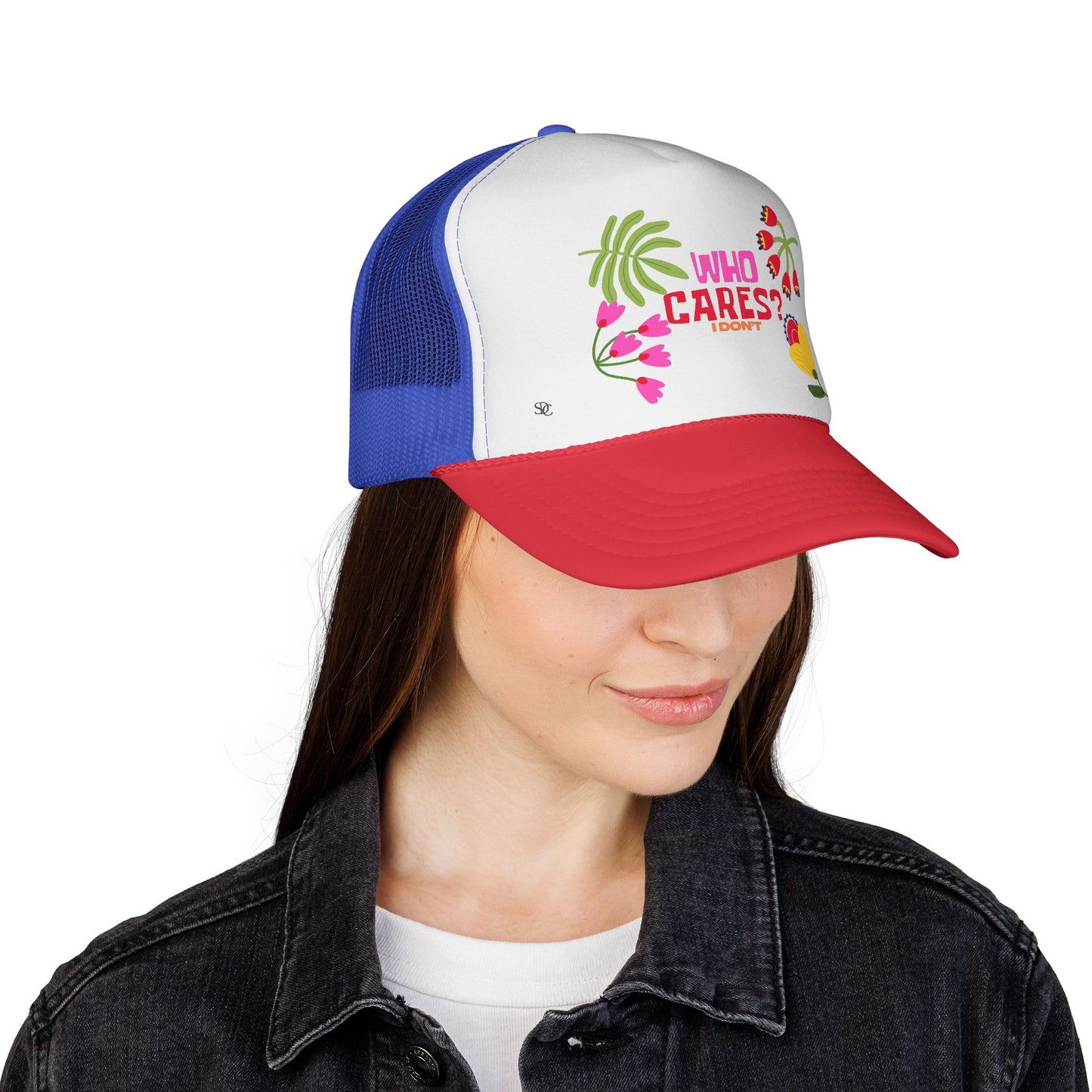 Funny Trucker Hat - "Who Cares"