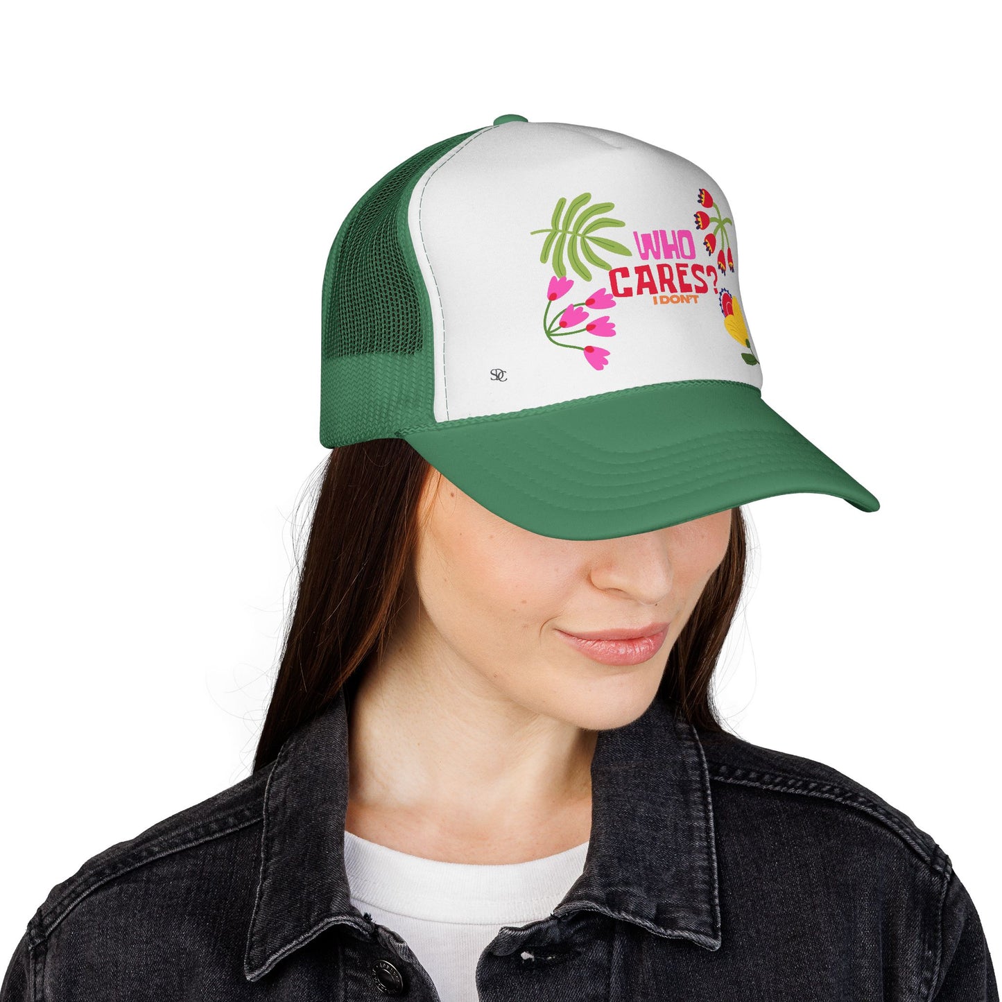 Funny Trucker Hat - "Who Cares"