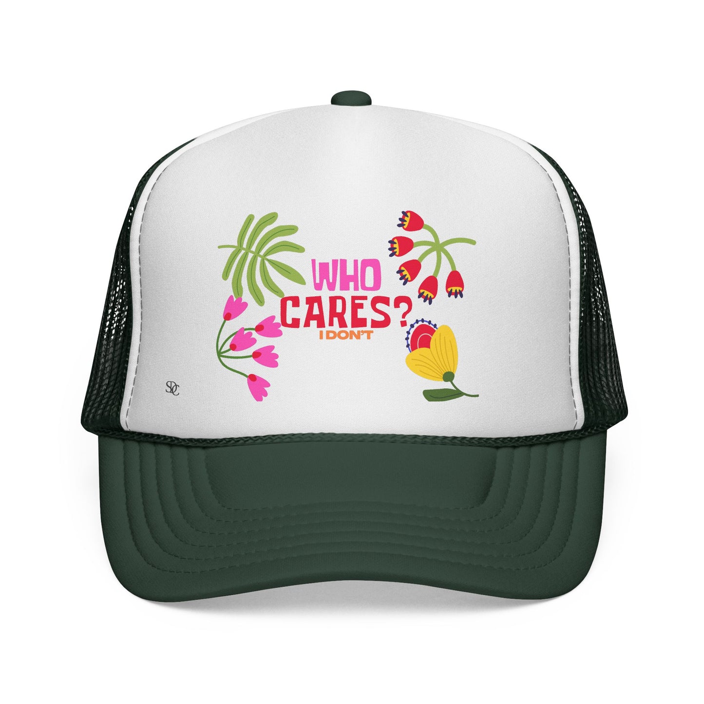 Funny Trucker Hat - "Who Cares"