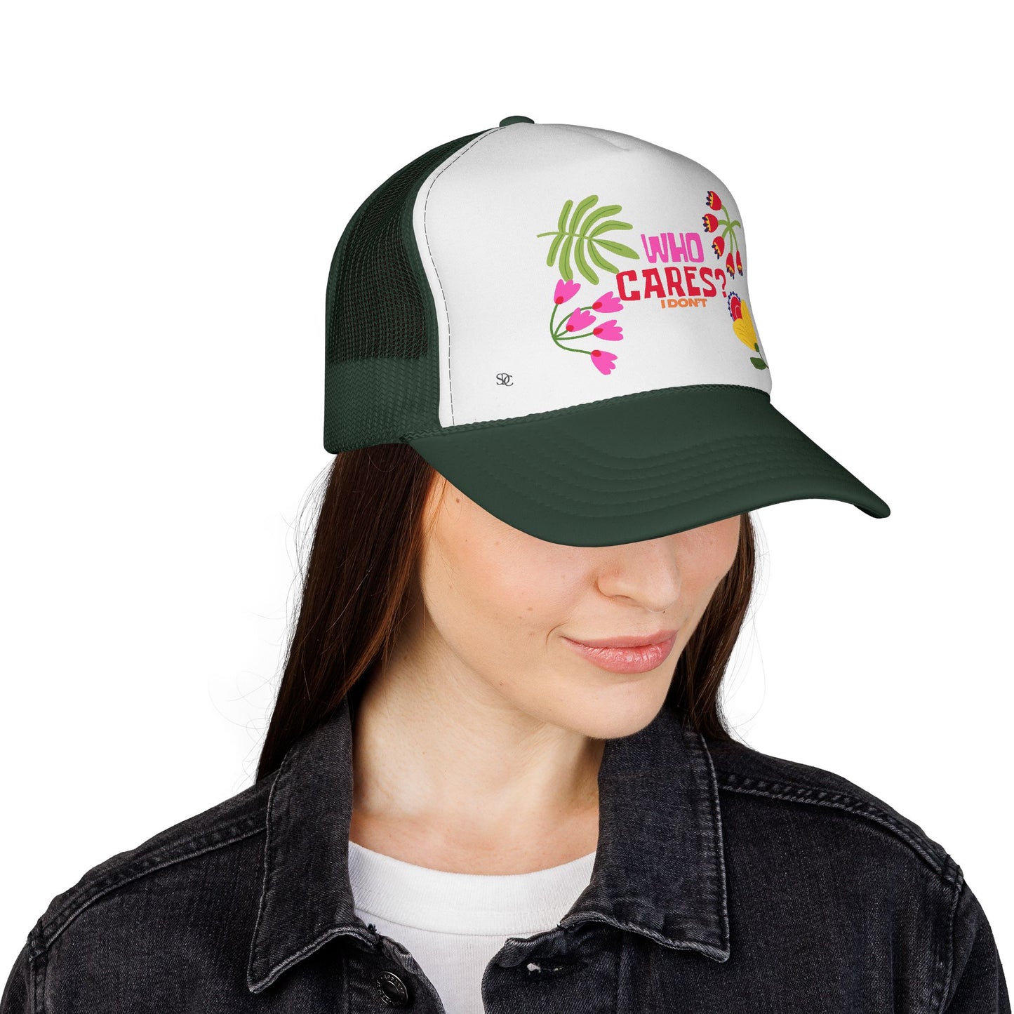 Funny Trucker Hat - "Who Cares"